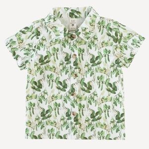 NWT 4T Kate Quinn Short Sleeve Button Down Shirt Sweet Pea Floral 🫛 Cotton